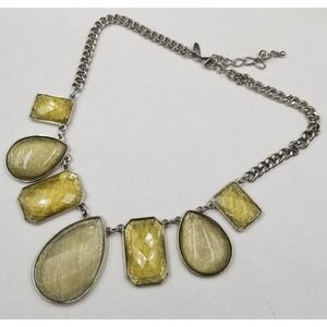 New York Co Frosted Yellow White Acrylic Square Tear Drop Stones Necklace